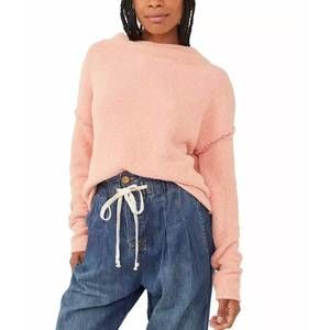 NEW FREE PEOPLE san vicente pullover in cherry peach combo